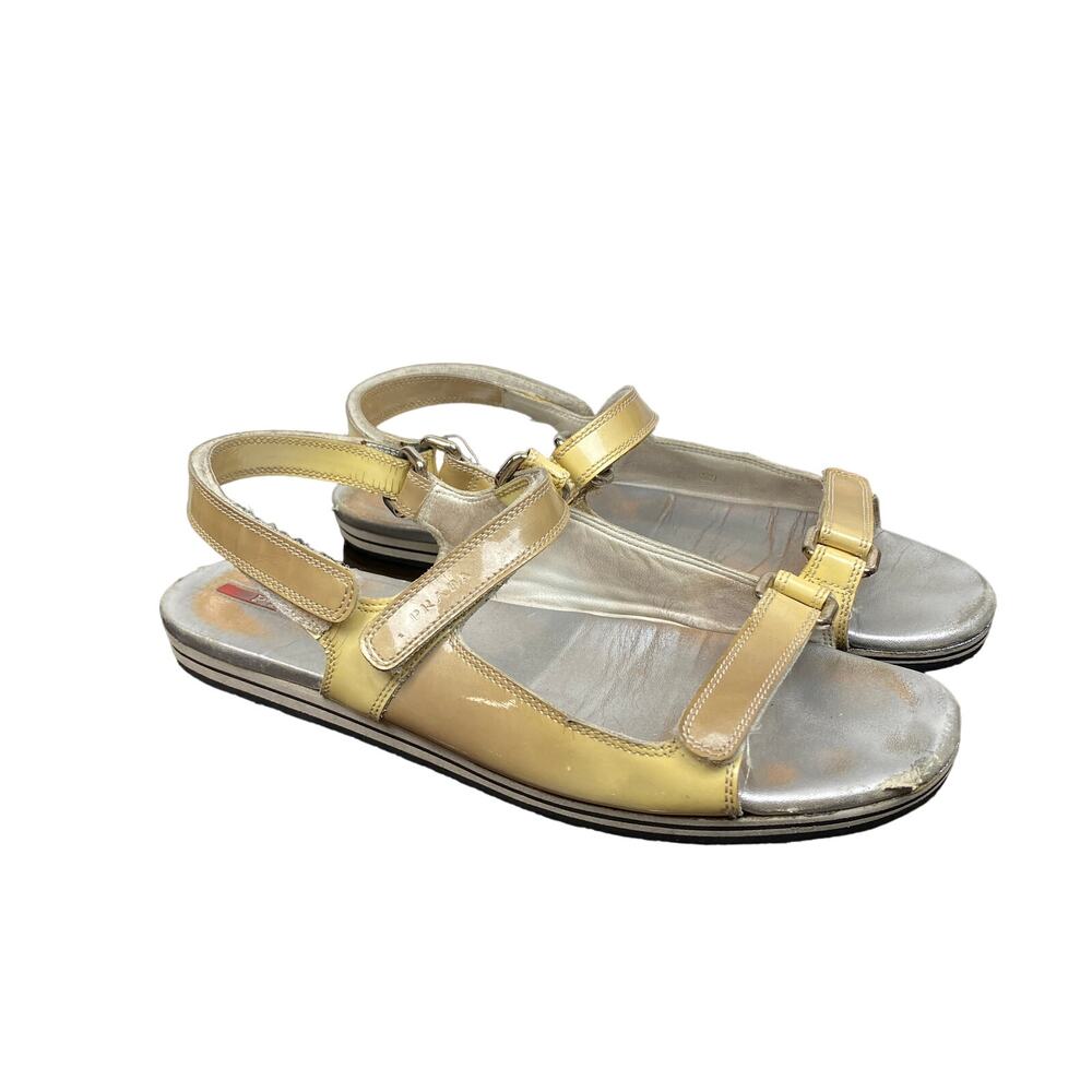 Rare Prada Fume Ombre Patent Leather Gladiator Sandals Women's 38 Y2K